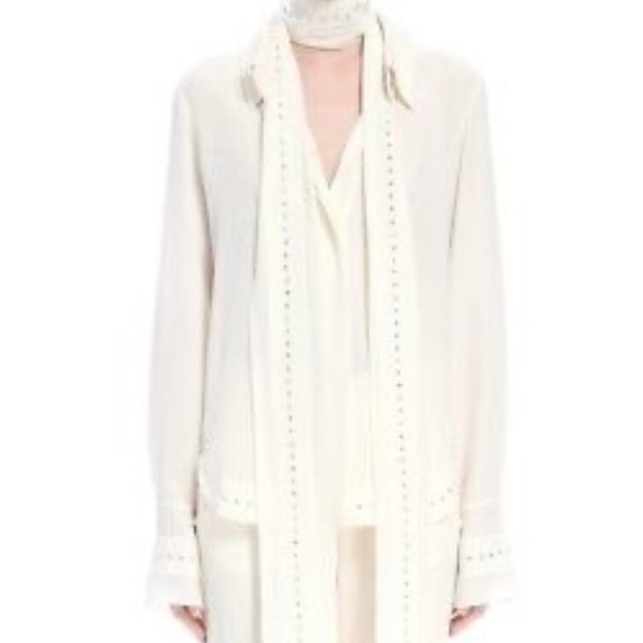 Designer Chloe Blouse w gems and removable tie. - Picture 1 of 7
